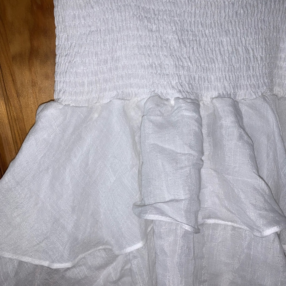 White Ruched Ruffle Skirt - Picture 3 of 4